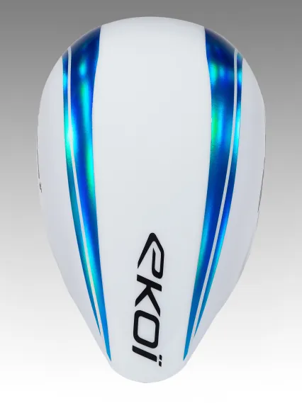 Casque EKOI Racing PURE AERO Mirror Cat2 Blanc Holo Bleu