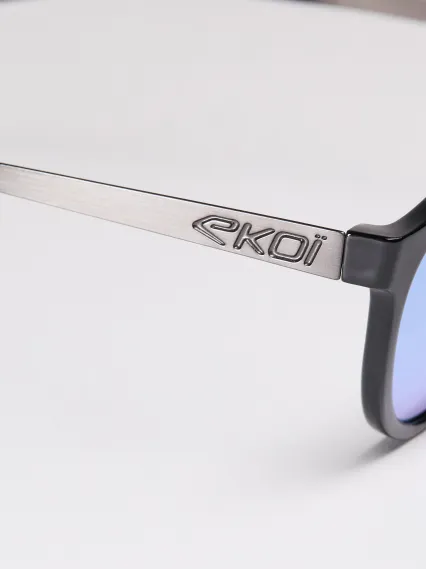 Lunettes EKOI Racing LIFESTYLE RONDES Noir brillant Bleu glacier
