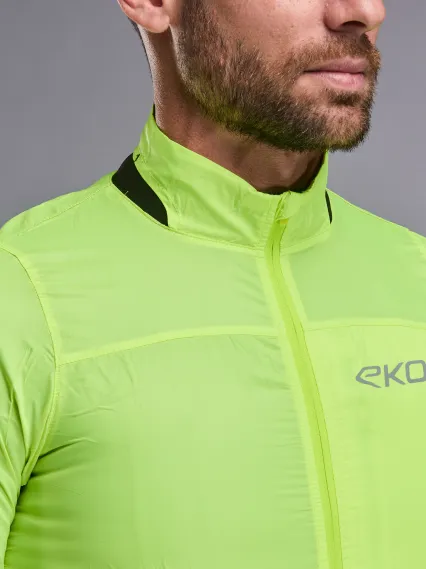 Veste coupe vent EKOI Perf WINDPROOF LIGHT POCKET Jaune fluo
