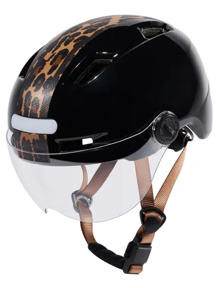 Casque urbain EKOI CITY STYLE Noir Ecran Bande Léopard