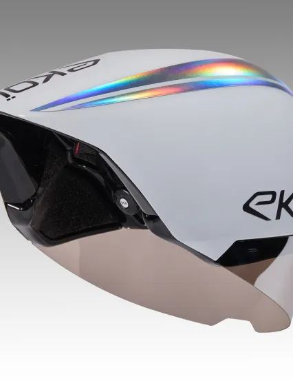 Casque EKOI Racing PURE AERO Mirror Cat2 Blanc Holo Silver