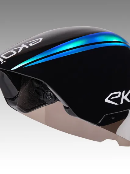 Casque EKOI Racing PURE AERO Mirror Cat2 Noir Holo Bleu