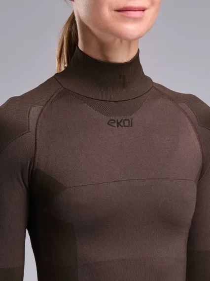 Sous maillot femme hiver EKOI Perf THERMO Col haut Moka