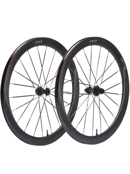Paire de Roues EKOI Carbone 50mm Full Black Shimano Silver