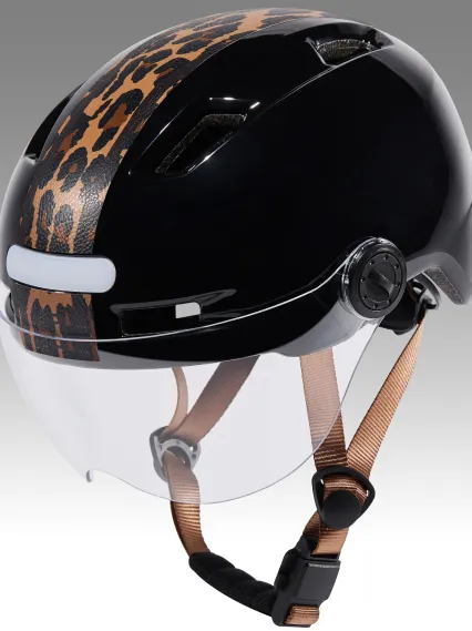 Casque urbain EKOI CITY STYLE Noir Ecran Bande Léopard