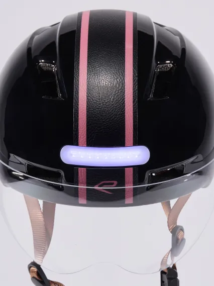 Casque urbain EKOI CITY STYLE Noir Ecran Bande Cuir Noir Rose