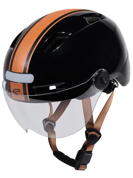 Casque urbain EKOI CITY STYLE Noir Ecran Bande Cuir Naturel Noir