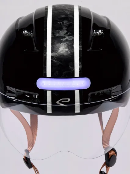 Casque urbain EKOI CITY STYLE Noir Ecran Bande Carbone forgé Blanc