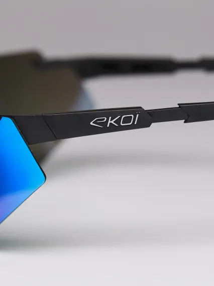 Lunettes EKOI Racing AEROLITE Noir Silver REVO Bleu Cat3