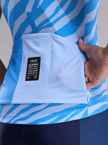 Maillot femme EKOI Perf ZEBRA sans manches Bleu