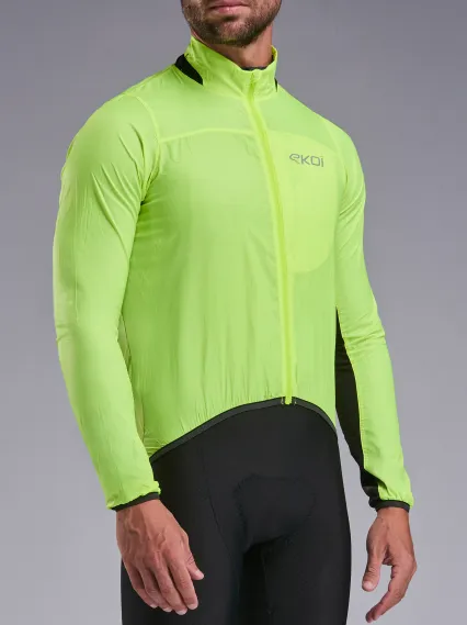 Veste coupe vent EKOI Perf WINDPROOF LIGHT POCKET Jaune fluo