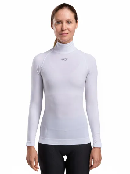 Sous maillot femme hiver EKOI Perf THERMO Col haut Blanc