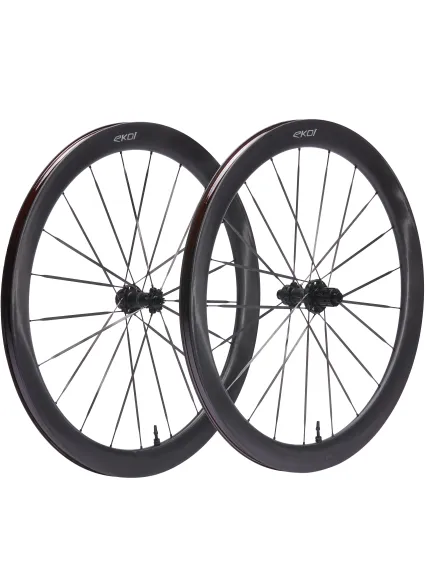Paire de Roues EKOI Carbone 50mm Full Black Shimano Light