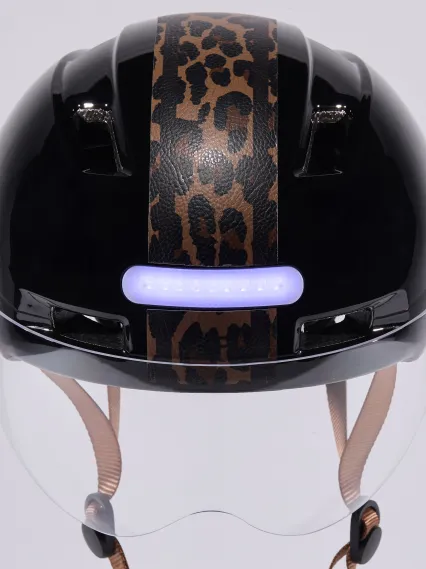 Casque urbain EKOI CITY STYLE Noir Ecran Bande Léopard