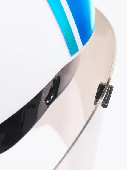 Casque EKOI Racing PURE AERO Mirror Cat2 Blanc Holo Bleu
