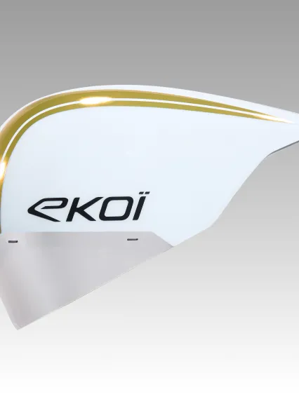 Casque EKOI Racing PURE AERO Mirror Cat2 Blanc Holo Gold