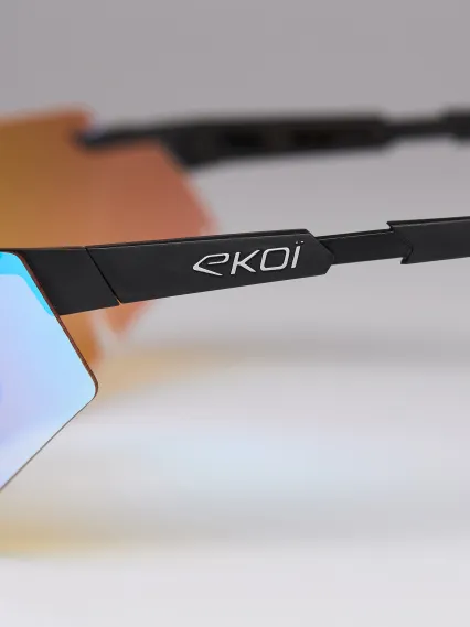 Lunettes EKOI Racing AEROLITE Noir Silver ICE Bleu Cat1