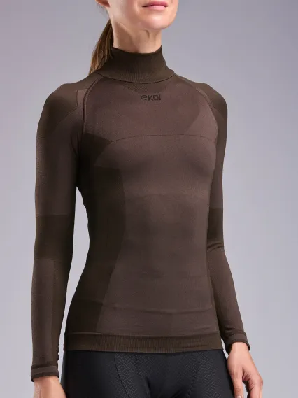 Sous maillot femme hiver EKOI Perf THERMO Col haut Moka