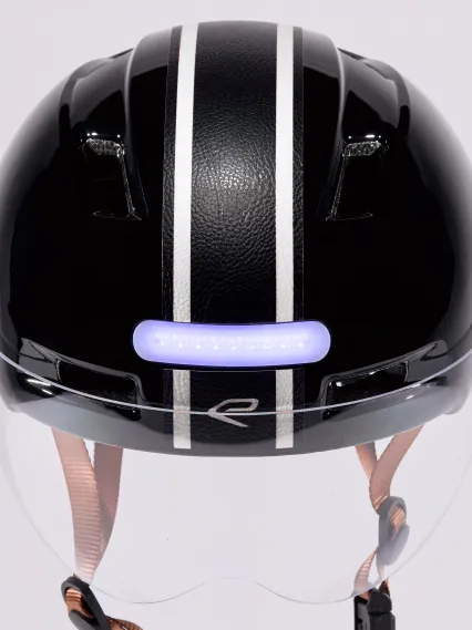 Casque urbain EKOI CITY STYLE Noir Ecran Bande Cuir Noir Blanc