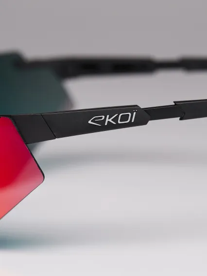 Lunettes EKOI Racing AEROLITE Noir Silver REVO Rouge Cat3