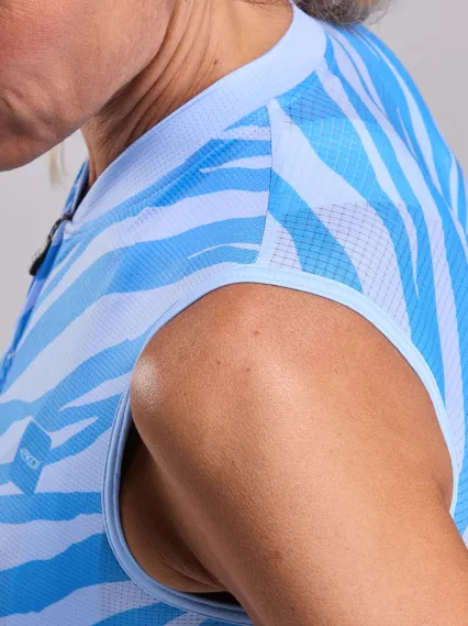 Maillot femme EKOI Perf ZEBRA sans manches Bleu