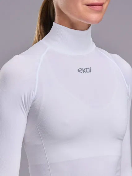 Sous maillot femme hiver EKOI Perf THERMO Col haut Blanc