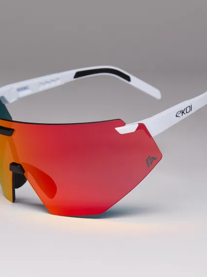 Lunettes EKOI Racing AEROLITE FABIO ARU Blanche Silver REVO Rouge Cat3