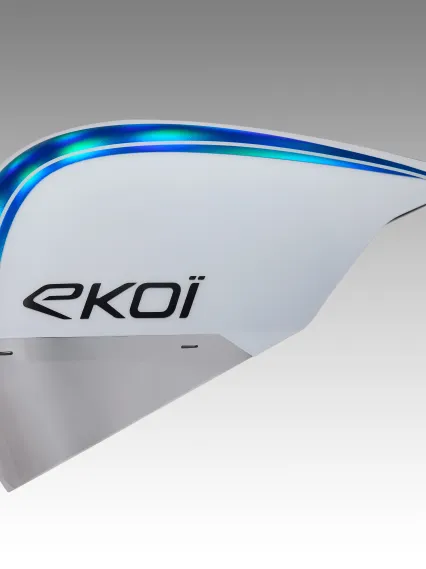 Casque EKOI Racing PURE AERO Mirror Cat2 Blanc Holo Bleu