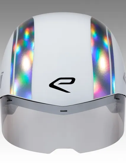 Casque EKOI Racing PURE AERO Mirror Cat2 Blanc Holo Silver