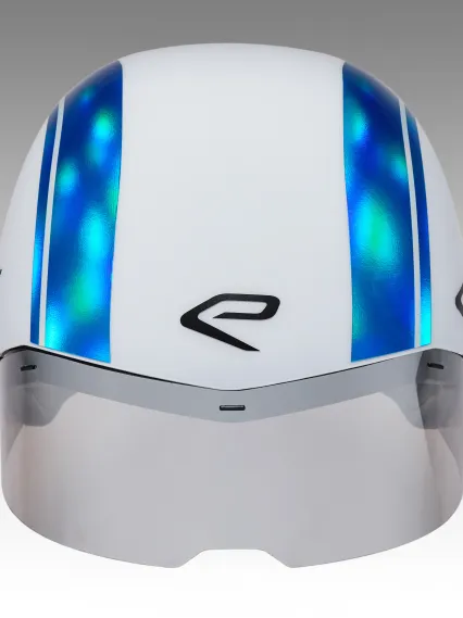 Casque EKOI Racing PURE AERO Mirror Cat2 Blanc Holo Bleu