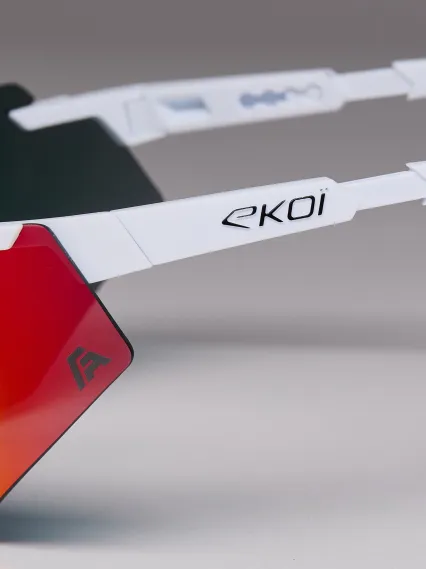 Lunettes EKOI Racing AEROLITE FABIO ARU Blanche Silver REVO Rouge Cat3