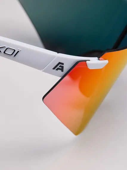 Lunettes EKOI Racing AEROLITE FABIO ARU Blanche Silver REVO Rouge Cat3