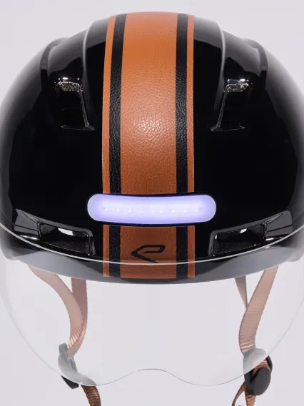 Casque urbain EKOI CITY STYLE Noir Ecran Bande Cuir Naturel Noir