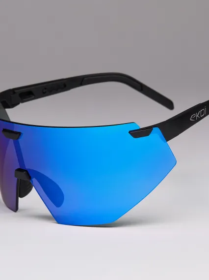 Lunettes EKOI Racing AEROLITE Noir Silver REVO Bleu Cat3