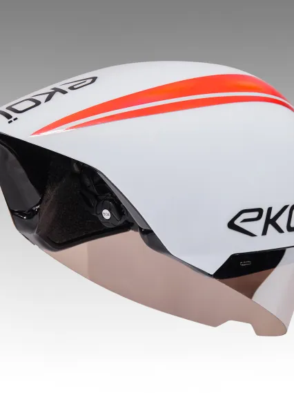 Casque EKOI Racing PURE AERO Mirror Cat2 Blanc Holo Rouge