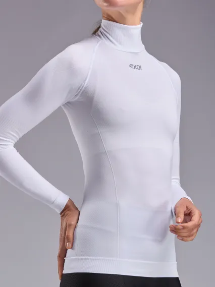 Sous maillot femme hiver EKOI Perf THERMO Col haut Blanc