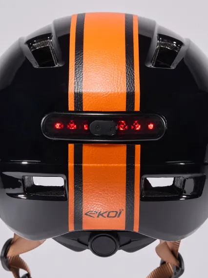 Casque urbain EKOI CITY STYLE Noir Ecran Bande Cuir Ambre Noir