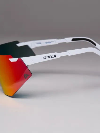 Lunettes EKOI Racing AEROLITE FABIO ARU Blanche Silver REVO Rouge Cat3