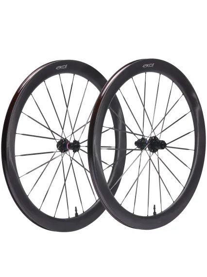 Paire de Roues EKOI Carbone 50mm Full Black Shimano France