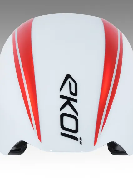 Casque EKOI Racing PURE AERO Mirror Cat2 Blanc Holo Rouge