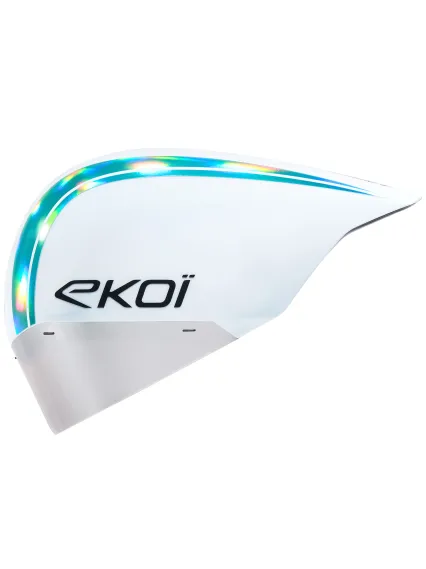 Casque EKOI Racing PURE AERO Mirror Cat2 Blanc Holo Aqua