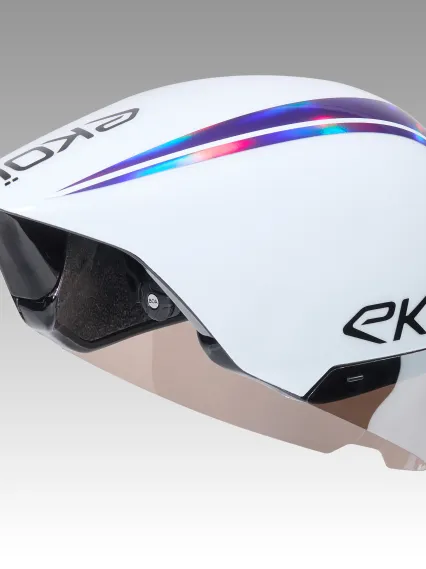 Casque EKOI Racing PURE AERO Mirror Cat2 Blanc Holo Violet