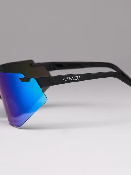 Lunettes EKOI Racing AEROLITE Noir Silver REVO Bleu Cat3
