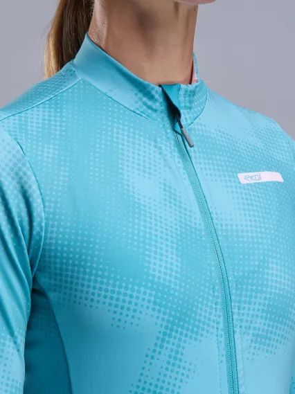 Maillot manches longues femme EKOI Perf TIE & DYE Vert Azur