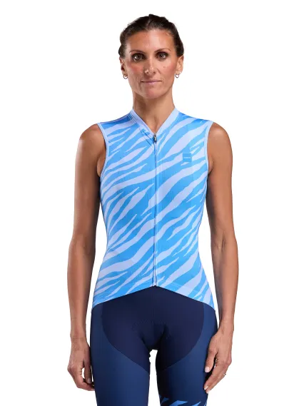 Maillot femme EKOI Perf ZEBRA sans manches Bleu