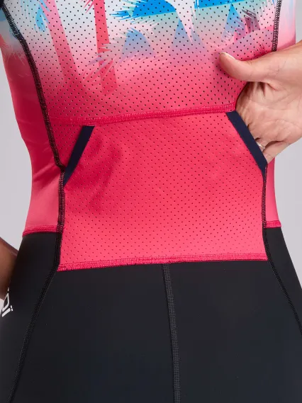 Combinaison triathlon femme EKOI Perf OASIS sans manches Rhubarbe