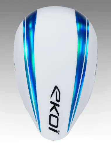 Casque EKOI Racing PURE AERO Mirror Cat2 Blanc Holo Bleu