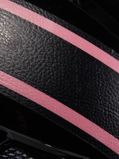 Casque urbain EKOI CITY STYLE Noir Ecran Bande Cuir Noir Rose