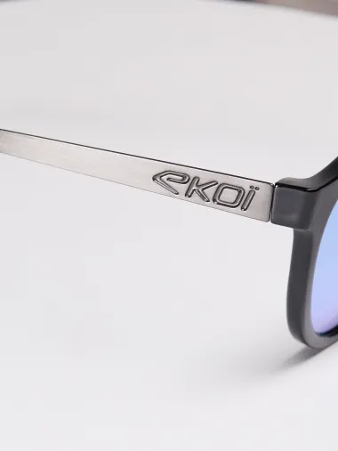 Lunettes EKOI Racing LIFESTYLE RONDES Noir brillant Bleu glacier