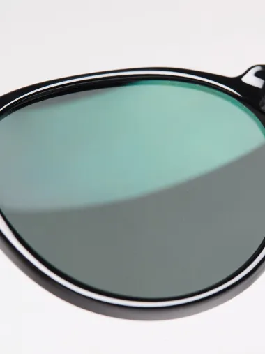 Lunettes EKOI Racing LIFESTYLE RONDES Noir brillant Bleu glacier